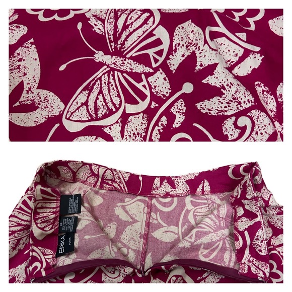 1990s Butterfly Floral Print Short Skirt with Shorts Underneath / size 6 P * - Picture 4 of 4